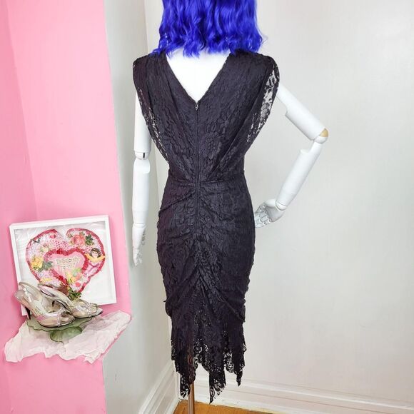 Vintage 80s Black Lace Wiggle Dress - Picture 3 of 7